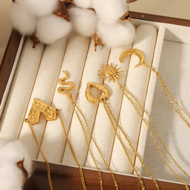 Titanium Steel Heart Necklace 18K Gold Plated null