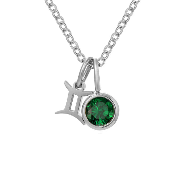 Constellation Zircon Birthstone Necklace – Stainless Steel null