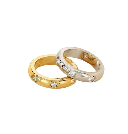 18K Gold Plated Diamond Studded Ring | Titanium Steel Waterproof Ring Wholesale null