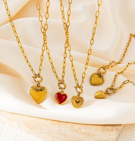 Heart Pendant Necklace – 18K Gold Plated Titanium Steel null