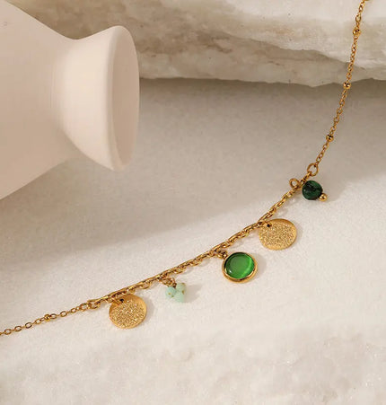 Vintage Natural Stone Bracelet Fashion 18K Gold Plated null