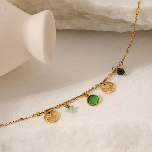 Vintage Natural Stone Bracelet Fashion 18K Gold Plated null