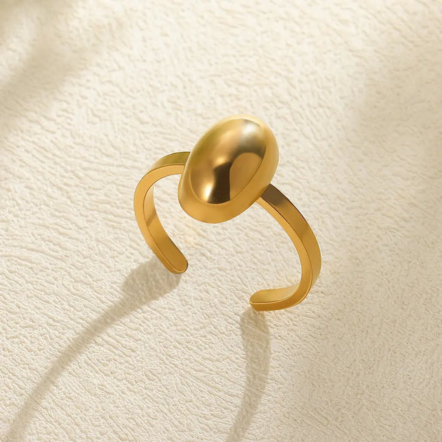 Stainless Steel Pearl Open Ring | Waterproof Hollow Geometry Ring Wholesale null