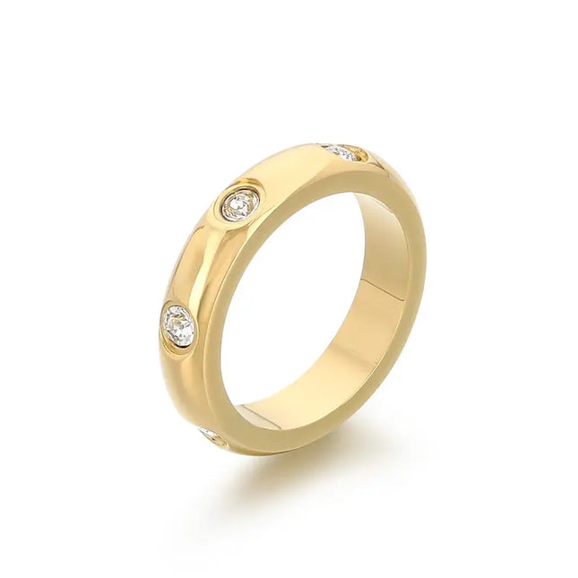 18K Gold Plated Diamond Studded Ring | Titanium Steel Waterproof Ring Wholesale null