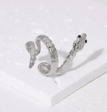 Snake Stainless Steel Adjustable Ring – French Texture Design null