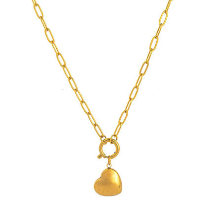 Heart Pendant Necklace – 18K Gold Plated Titanium Steel null