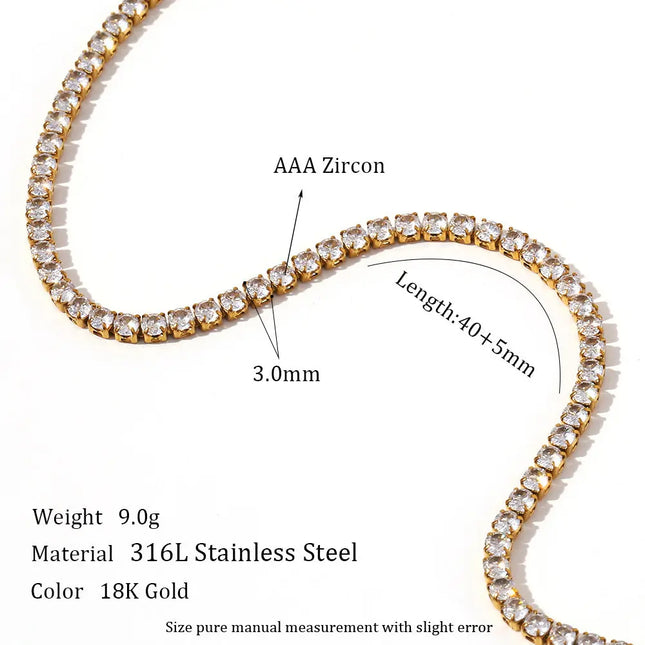 Stainless Steel Zircon Necklace & Bracelet Set – Waterproof Wholesale Jewelry null