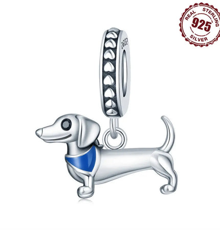 DIY Bracelet Ornament 925 Sterling Silver Sausage Dog Pendant null