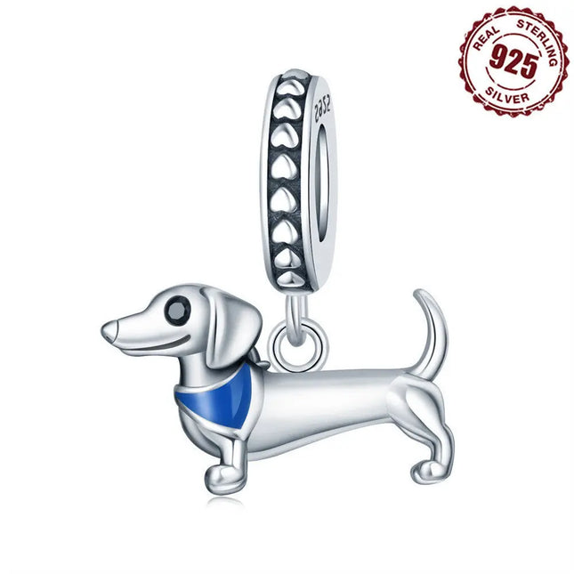 DIY Bracelet Ornament 925 Sterling Silver Sausage Dog Pendant null