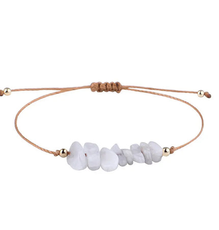 Irregular Raw Stone Woven Wax Line Bracelet null