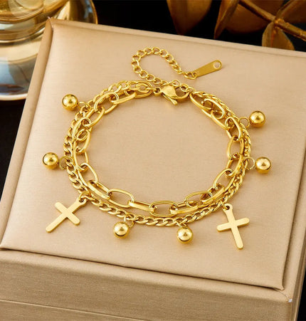 All-Matching Gold Fashion Bracelet – Titanium Steel Wholesale Jewelry null