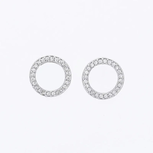 Round Crystal Circle Stud Earrings null