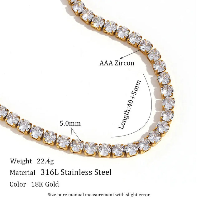 Stainless Steel Zircon Necklace & Bracelet Set – Waterproof Wholesale Jewelry null