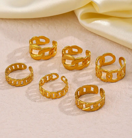 Gold Chain Adjustable Ring in Stainless Steel null