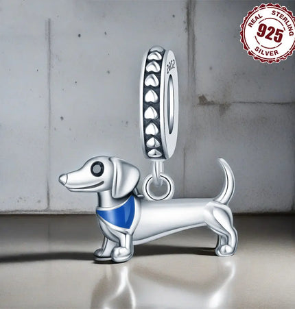 DIY Bracelet Ornament 925 Sterling Silver Sausage Dog Pendant null