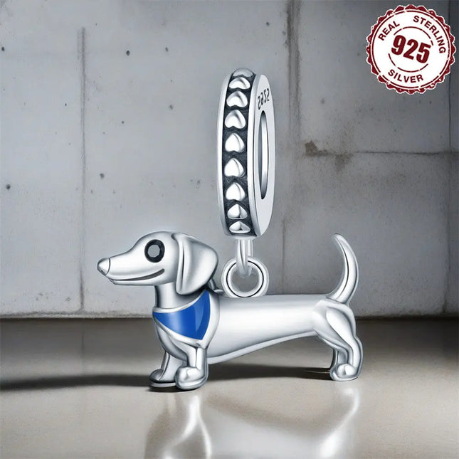 DIY Bracelet Ornament 925 Sterling Silver Sausage Dog Pendant null