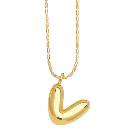 Gold Initial Letter Necklace – 26 Alphabet Pendant null