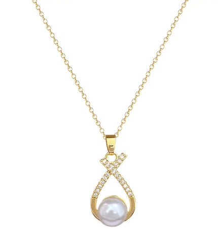 Light Luxury Cross Pearl Necklace & Earrings Set null