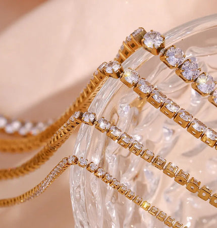 Stainless Steel Zircon Necklace & Bracelet Set – Waterproof Wholesale Jewelry null