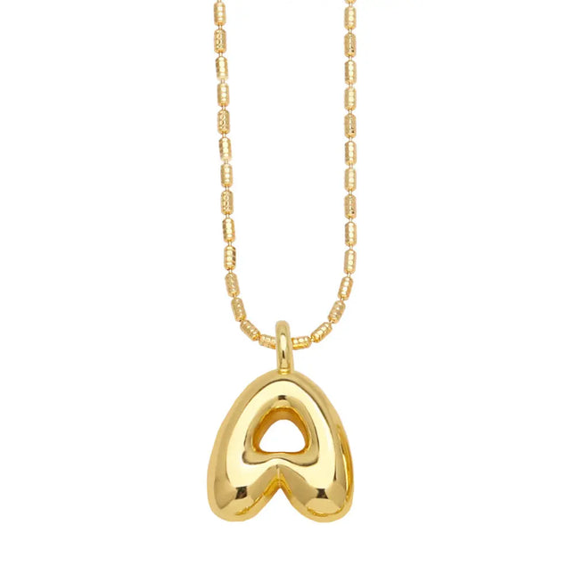 Gold Initial Letter Necklace – 26 Alphabet Pendant null