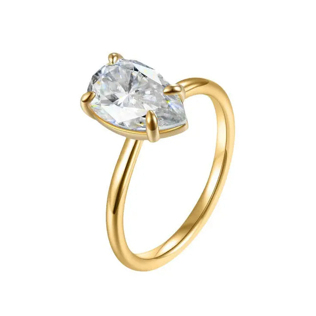 Pear Cut Moissanite Ring in 925 Sterling Silver null