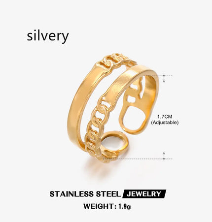 Gold Chain Adjustable Ring in Stainless Steel null