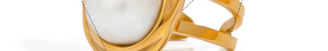 Pearl Statement Ring – Gold Plated Stainless Steel null