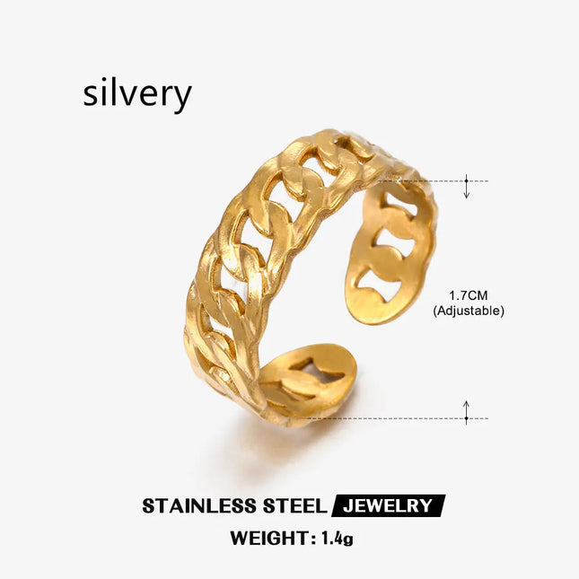 Gold Chain Adjustable Ring in Stainless Steel null