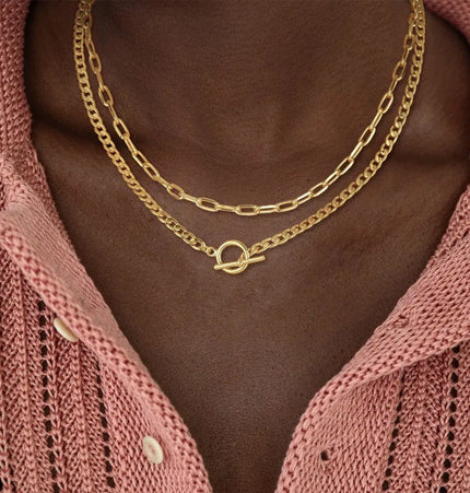 Layered Clavicle Necklace in Gold Finish null