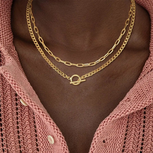 Layered Clavicle Necklace in Gold Finish null
