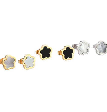 Minimal Flower Stainless Steel Stud Earrings null