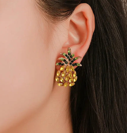 Stainless Steel Fruit Earrings with Zircon Stones | Wholesale Jewelry null