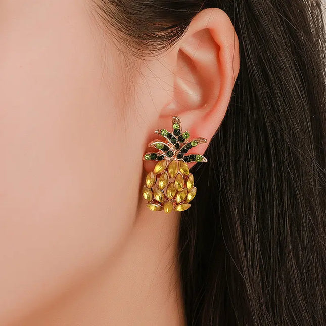 Stainless Steel Fruit Earrings with Zircon Stones | Wholesale Jewelry null