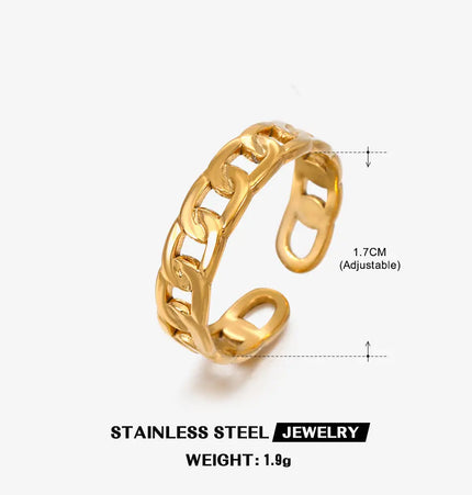 Gold Chain Adjustable Ring in Stainless Steel null