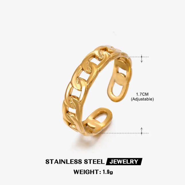 Gold Chain Adjustable Ring in Stainless Steel null