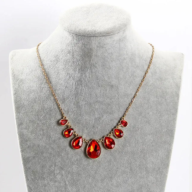 Elegant red crystal drop necklace null