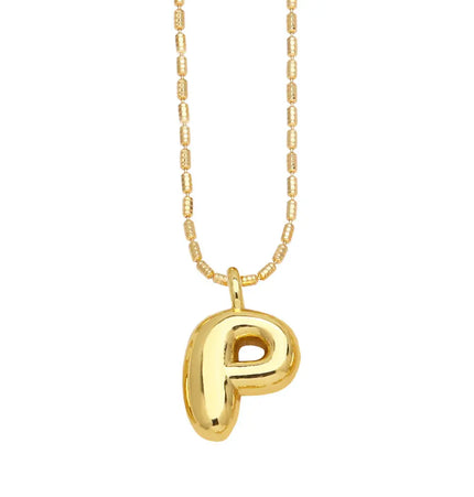 Gold Initial Letter Necklace – 26 Alphabet Pendant null