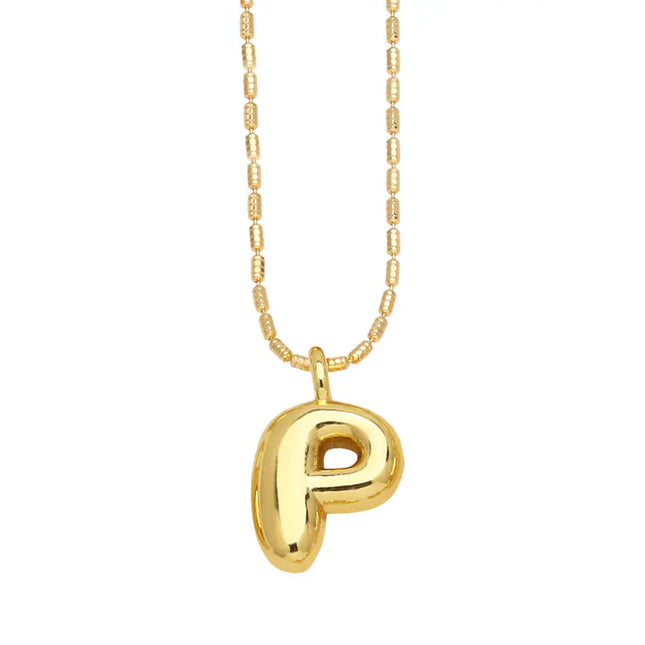 Gold Initial Letter Necklace – 26 Alphabet Pendant null