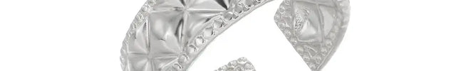 Stainless Steel Geometric Hollow Adjustable Ring null