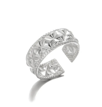 Stainless Steel Geometric Hollow Adjustable Ring null