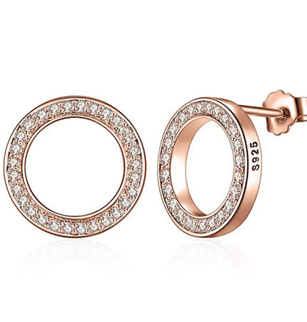 Round Crystal Circle Stud Earrings null