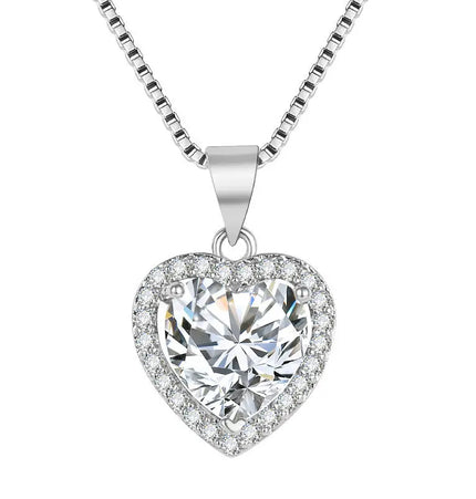 Diamond Imitation Moissanite Heart Pendant Necklace Fashion Collarbone Necklace For Girlfriend Jewellery Gift Jewelry Europe Wholesale