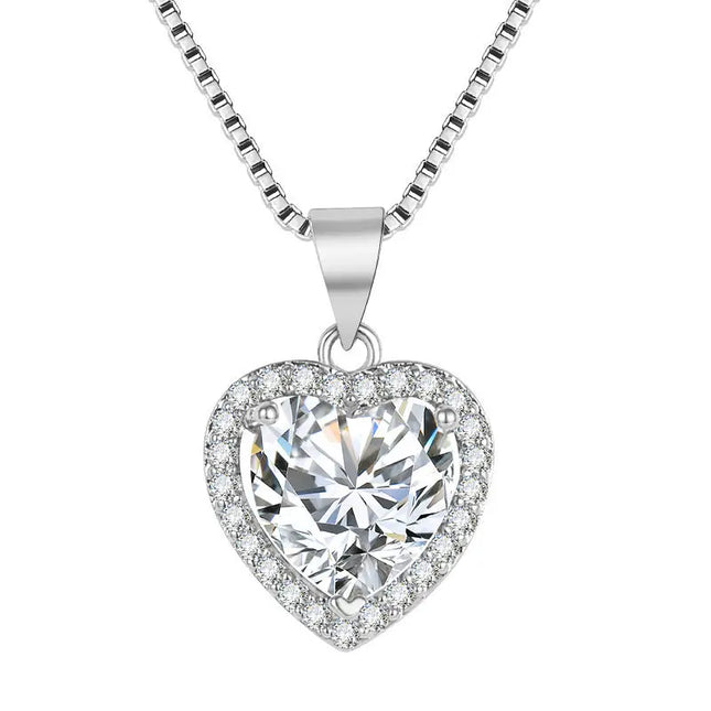 Diamond Imitation Moissanite Heart Pendant Necklace Fashion Collarbone Necklace For Girlfriend Jewellery Gift Jewelry Europe Wholesale