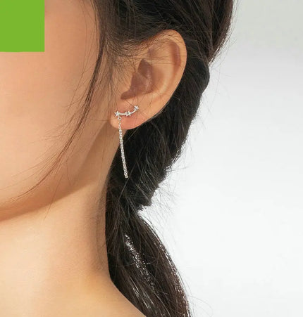 White Gold Plated Star Tassel Earrings null