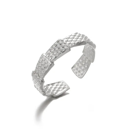 Stainless Steel Geometric Hollow Adjustable Ring null