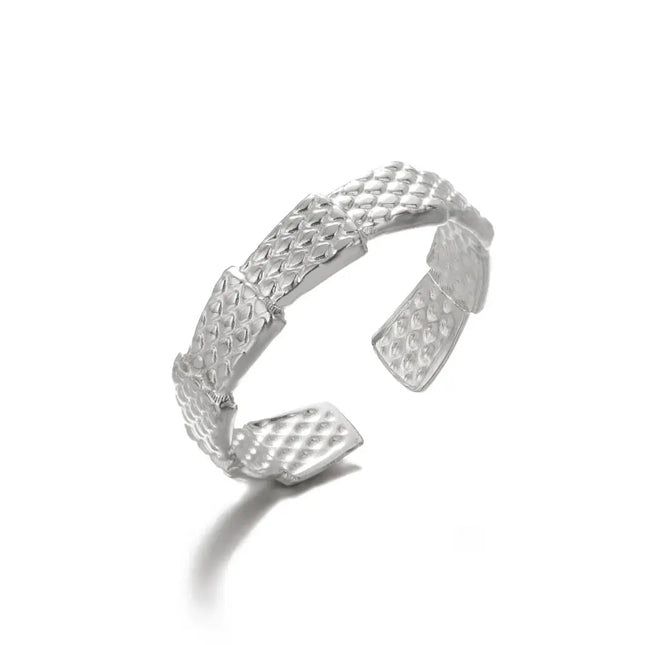 Stainless Steel Geometric Hollow Adjustable Ring null