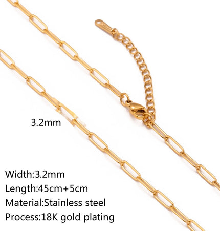 Stainless Steel 18K Gold Plated Chain Necklace – Base for Personalized Jewelry null