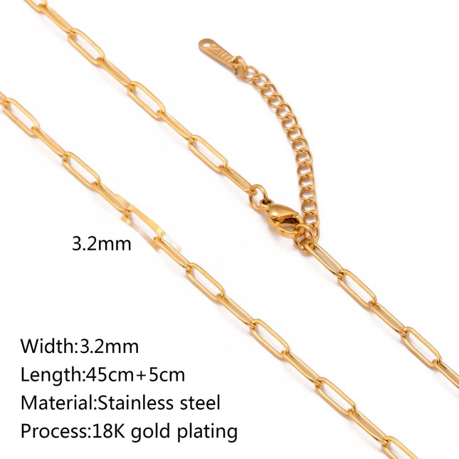 Stainless Steel 18K Gold Plated Chain Necklace – Base for Personalized Jewelry null