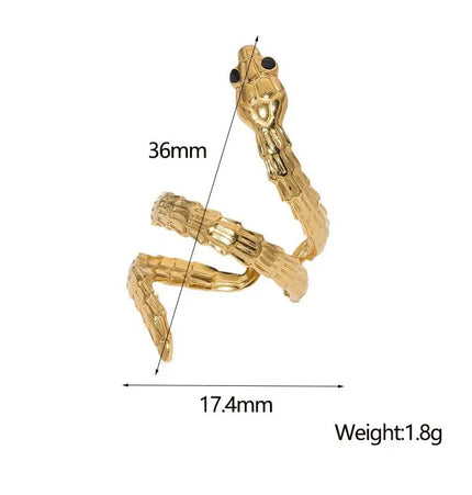 Snake Stainless Steel Adjustable Ring – French Texture Design null