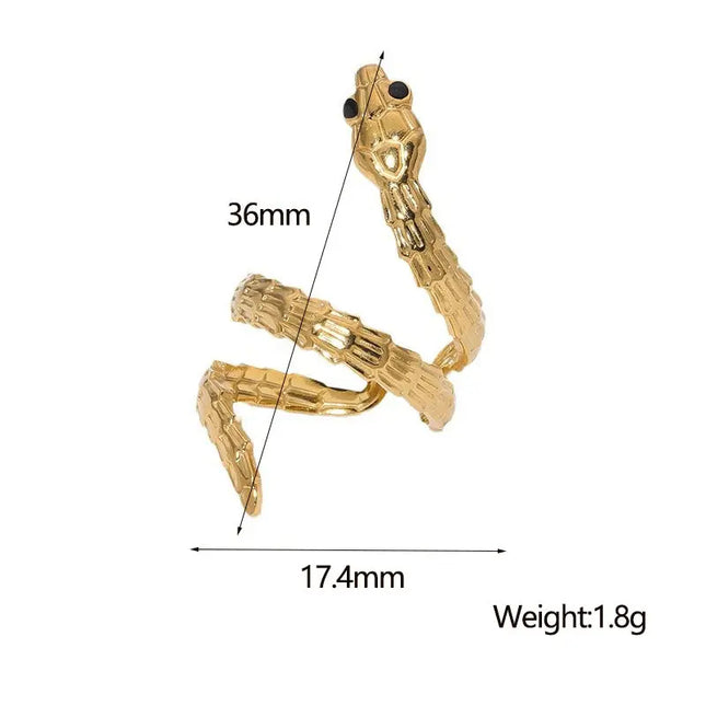 Snake Stainless Steel Adjustable Ring – French Texture Design null